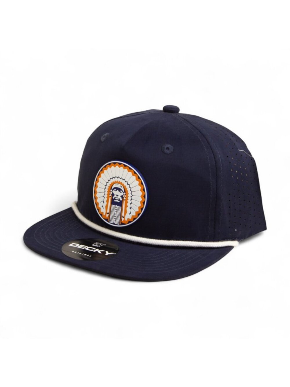 Illinois Fighting Illini Chief Illiniwek 3D Perforated Rope Hat- Navy/ White